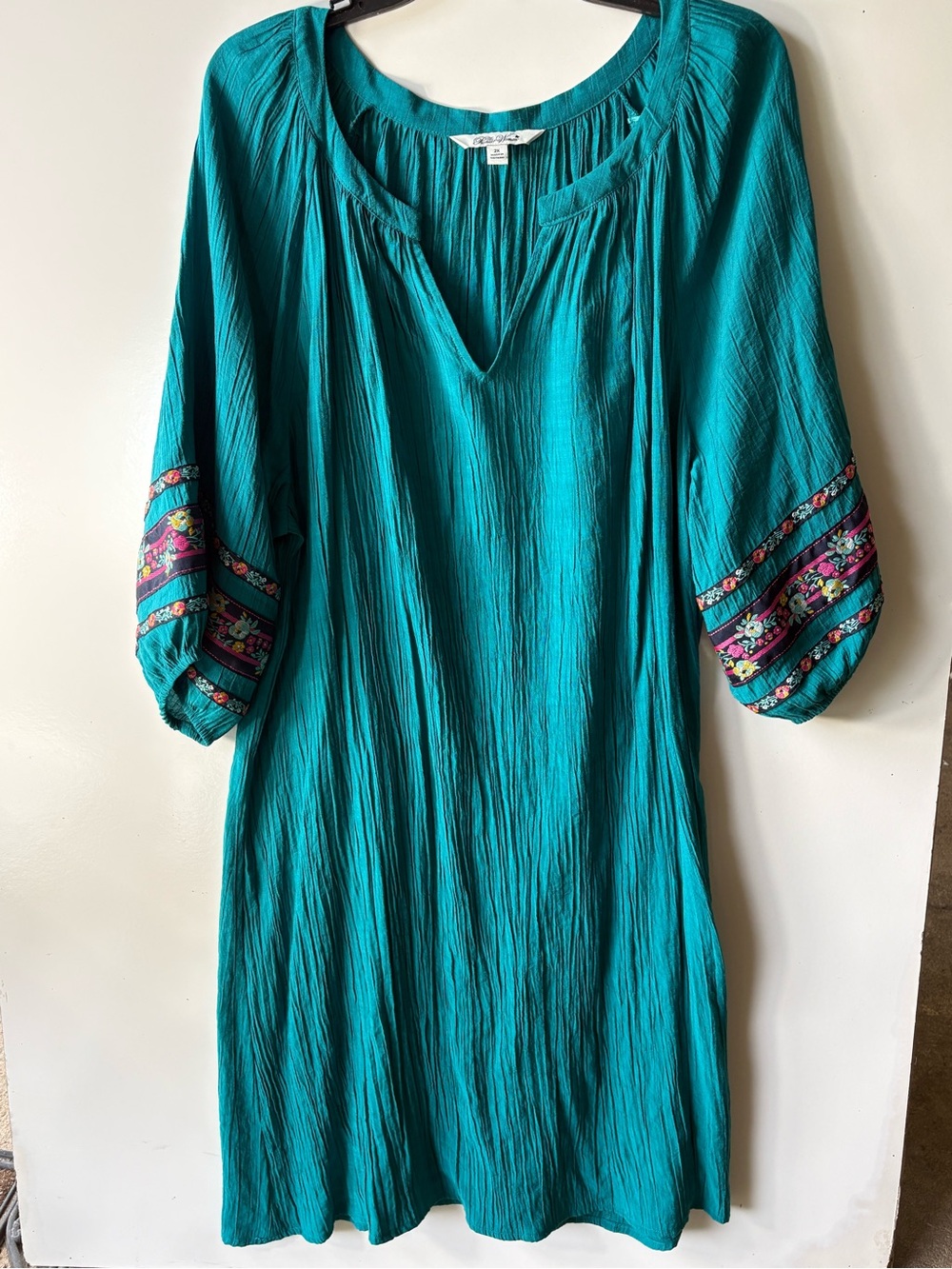 The Pioneer Woman Teal Gathered V-Neck Blouse